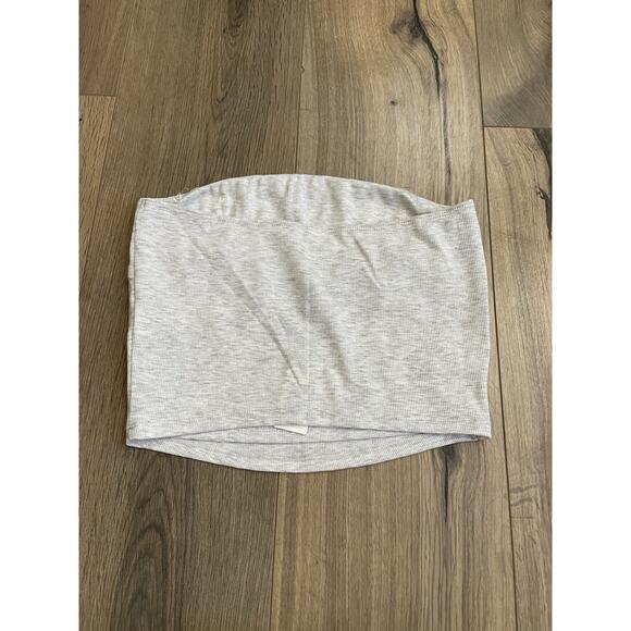 NEW The Foxy Kind She’s Cute Gray Strapless Ribbed Crop Tube Top Size Medium - Picture 6 of 6
